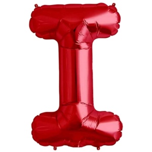 Balon Folie Metalizata Litera I, Flippy, 40 cm, Umflati cu Heliu sau Aer, Ambalaj Individual, Pai inclus, Rosu - Img 2