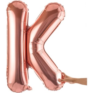 Balon Folie Metalizata Litera K, Flippy, 80 cm, Umflati cu Heliu sau Aer, Ambalaj Individual, Pai inclus, Rose Gold - Img 8