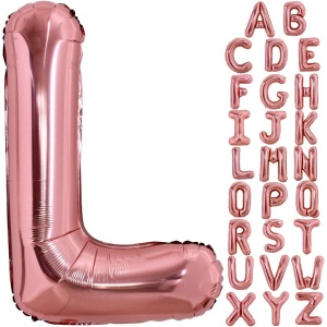 Balon Folie Metalizata Litera L, Flippy, 80 cm, Umflati cu Heliu sau Aer, Ambalaj Individual, Pai inclus, Rose Gold - Img 4