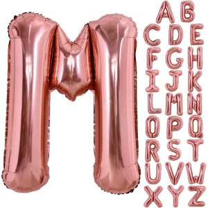 Balon Folie Metalizata Litera M, Flippy, 80 cm, Umflati cu Heliu sau Aer, Ambalaj Individual, Pai inclus, Rose Gold - Img 4