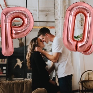 Balon Folie Metalizata Litera Q, Flippy, 80 cm, Umflati cu Heliu sau Aer, Ambalaj Individual, Pai inclus, Rose Gold - Img 2
