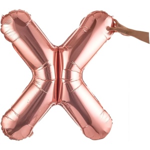 Balon Folie Metalizata Litera X, Flippy, 80 cm, Umflati cu Heliu sau Aer, Ambalaj Individual, Pai inclus, Rose Gold - Img 8