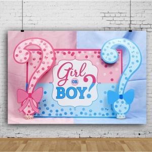 Banner pentru Petrecere, Flippy, Model Girl or Boy, Tematica Gender Reveal, 150 x 100 cm, Albastru Roz - Img 4