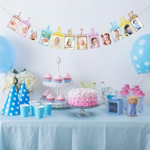 Banner pentru Poze, Flippy, 15.2x10.2 cm, Tema Prima Aniversare, Model Primele 12 Luni, Rola Ata Inclusa, Multicolor - Img 6