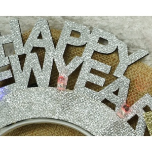 Bentita/cerc Happy Newyear, culoare gri metalic, marime standard, Flippy - Img 5