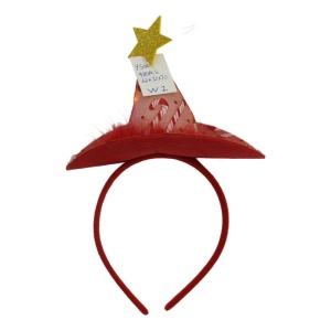 Bentita/cerc tip palarie de Craciun, culoare rosie cu led, marime standard, Flippy - Img 1