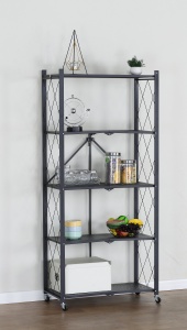 Biblioteca plianta cu 5 rafturi, UnicSpot, negru, 70x34x163 cm - Img 1