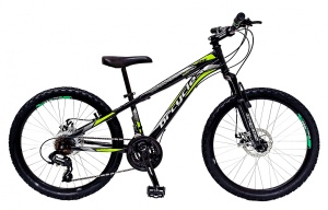Bicicleta MTB-HT 26" BR Storm, cadru otel 14", frane disc, manete secventiale, 21 viteze, negru/verde - Img 1