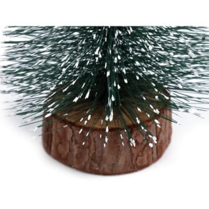 Brad artificial de craciun, ornament pentru masa, pe suport lemn, 40 cm inaltime, Argintiu - Img 3