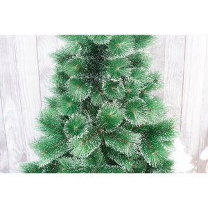 Brad artificial de Craciun tip pin inzapezit, inaltime 180 cm, diametru 105 cm, 260 ramuri cu ace 3D 12 cm, Flippy, verde cu varfuri ninse, suport metalic inclus - Img 5