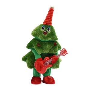 Bradut Dansator si Cantaret, Flippy, Decoratiune de Craciun, Jucarie Interactiva, cu Chitara, cu Lumini, 25 cm Inaltime, Verde - Img 1