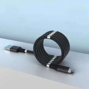 Cablu de incarcare rapida, Flippy, USB, compatibil Iphone, cu absorbtie magnetica, 1 m, negru - Img 3