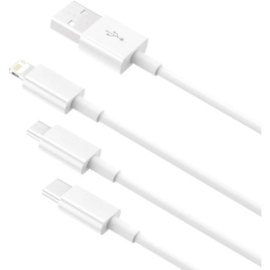 Cablu USB 3in1 Flippy SX - 21, USB la micro USB/USB-C/compatibil iphone, 3A, 1.2m (alb) - Img 6