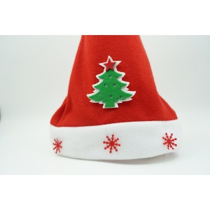Caciulita de Mos Craciun, Flippy,cu model de Brad si ornament fulg de nea, rosie, marime universala, material textil - Img 5