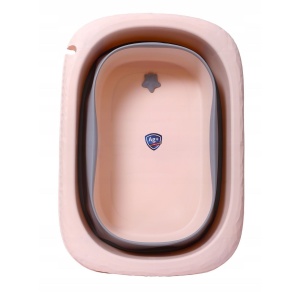 Cada Pliabila pentru Baie, Flippy, din PP+TPE, pentru Copii 0-6 Ani, cu Picioare, Suport de Sezut, Scurgere Etans, 80 x 52 x 42 cm, Portocaliu - Img 3