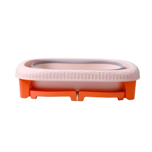 Cada Pliabila pentru Baie, Flippy, din PP+TPE, pentru Copii 0-6 Ani, cu Picioare, Suport de Sezut, Scurgere Etans, 80 x 52 x 42 cm, Portocaliu - Img 7