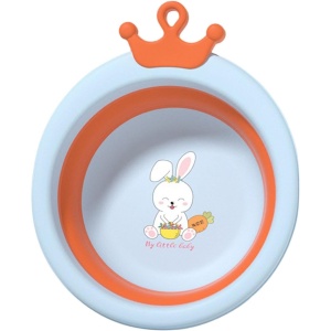 Cada Pliabila pentru Baie pentru Copii, Flippy, Cadita pentru Bebelusi, Model Rotund cu Iepuras, Blue, 30x31x3.5 cm, 3.3 L - Img 2