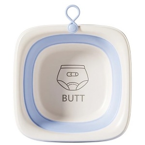 Cada Pliabila pentru Baie pentru Copii, Flippy, Cadita pentru Bebelusi, Model Patrat pentru Fundulet, Albastru, 32x27.5x3.7 cm, 4 L - Img 1