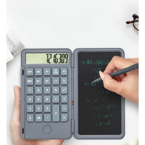 Calculator de Mana Reincarcabil cu Tabla de Scris, Flippy, Calculator Portabil, Ecran LCD, Afisaj cu 12 Cifre, Ecran de 15 cm, Culoare Gri - Img 5