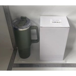 Cana Termos din Plastic, Flippy, pentru Bauturi Calde si Reci, cu Maner, 9.9x9.9x27 cm, Verde Army - Img 2