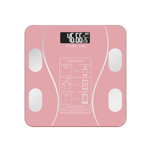 Cantar Electronic Inteligent De Baie Flippy Cu Aplicatie Smart, Corporal, Ecran Digital Iluminat, Termometru, Suporta Maxim 180 Kg, 26 x 26 cm, Baterii, Roz - Img 1