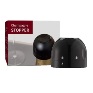 Capac de Etansare a Sticlei de Sampanie, Flippy, Rotativ, On-Off, Silicon, Reutilizabil, Usor de Depozitat si Folosit, 3.9 x 3.9 x 3.3 cm, Negru - Img 1