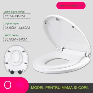 Capac de Toaleta cu Reductie 2 in 1, Flippy, pentru Copii si Adulti, Coborare Lenta si Silentioasa, Instalare Usoara, din PP5 , in Forma de O, Alb - Img 2