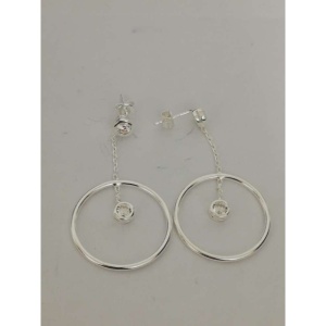 Cercei Argint 925 cu Lantisor si Cerc 23 mm - Img 2