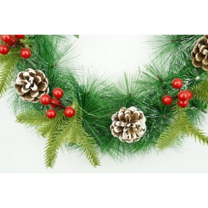 Coronita de Craciun pentru usa, Rosu/Verde, 40 cm, PVC, Artificiala, Decorata, Interior/Exterior, Flippy - Img 3