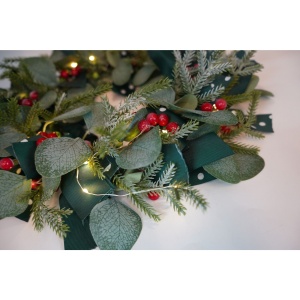 Coronita de Craciun pentru usa, Rosu-Verde, 40 cm, PVC, Artificiala, Decorata, Interior/Exterior, Flippy - Img 3