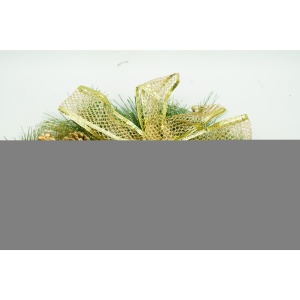 Coronita de Craciun pentru usa, Verde-Auriu, 40 cm, PVC, Artificiala, Decorata, Interior/Exterior, Flippy - Img 2