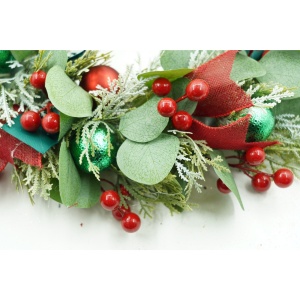 Coronita de Craciun pentru usa, Verde/Rosu, 40 cm, PVC, Artificiala, Decorata, Interior/Exterior, Flippy - Img 3