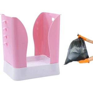 Cos de Gunoi Extensibil, Flippy, din Plastic, Reglabil, Pliabil, Versatil, pentru Bucatarie, Baie sau Birou, Cos Universal, 21x25x17 cm, Roz Alb - Img 2