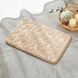 Covoras pentru Baie Antiderapant, Flippy, Uscare Rapida, Model 3D Piatra, 40x60 cm, Bej - Img 8