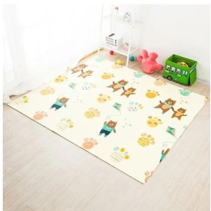 Covoras pentru Copii, Flippy, cu 2 Fete, Model Zmeu/Ursi, din XPE+PE, Impermeabil, Antiderapant, Protectie Termica, +3 Luni, Pliabil, 180 x 200 x 1.5 cm, Multicolor - Img 8