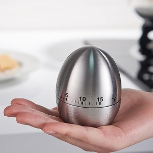 Cronometru de Bucatarie, Flippy, Mecanic, Forma de Ou, din Otel Inoxidabil, 60 min Timer, 8 x 6 cm, Argintiu - Img 3