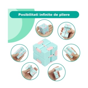 Cub antistres, Fidget Toy, Infinity Magic Cube, Albastru/Roz, 4x4x4 cm - Img 3