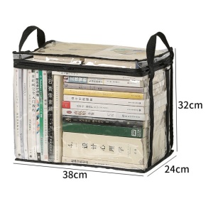 Cutie de Depozitare, Flippy, din PVC + Textil, Rezistenta la Apa, Geanta pentru Carti, 38x24x32 cm, Transparent-Alb - Img 6