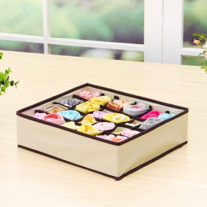 Cutie De Depozitare, Flippy, Pentru Lenjerie, Sosete Si Sutiene, Material Textil, 24 Compartimente, 32 x 32 x 10 cm, Culoare Bej - Img 4