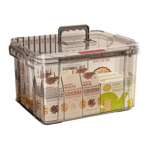 Cutie De Depozitare, Flippy, Tip Valiza, pentru Alimente, Jucarii, Accesorii, Transparent-Gri, Marime L, 38.5x27.5x22 cm - Img 1