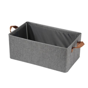 Cutie de Depozitare Tip Cos, Flippy, Material Textil, Pliabila, 47x35x30 cm, 50 l, Cadru Metalic, cu Manere, Gri - Img 1