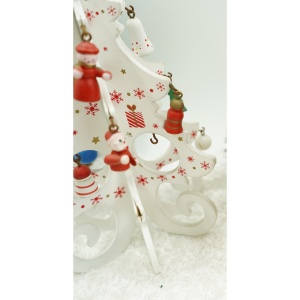 Decoratiune Craciun, Brad, Alb, 6 cavitati cu ornamente, 12 cm x 20 cm, Lemn, Flippy - Img 2