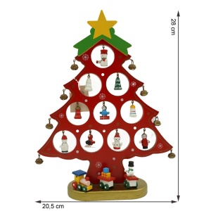Decoratiune Craciun, Brad, Rosu, 10 cavitati cu ornamente, 20.5 cm x 28 cm, Lemn, Flippy - Img 9