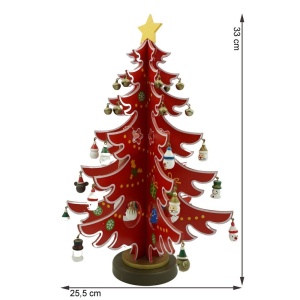 Decoratiune Craciun, Brad, Rosu/Alb, 15 cavitati cu ornamente, 25.5 cm x 33 cm, Lemn, Flippy - Img 11