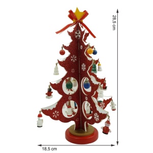 Decoratiune Craciun, Brad, Rosu/Alb, 8 cavitati cu ornamente, 18.5 cm x 33 cm, Lemn, Flippy - Img 11