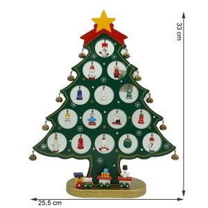 Decoratiune Craciun, Brad, Verde, 15 cavitati cu ornamente, 25.5 cm x 33 cm, Lemn, Flippy - Img 11