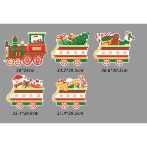 Decoratiune de Craciun, Flippy, pentru Gradina, Tip Trenulet, 5 Figurine + Bete de Infipt in Pamant, din Plastic, Impermeabil, Model Tren cu Cadouri, Multicolor - Img 2
