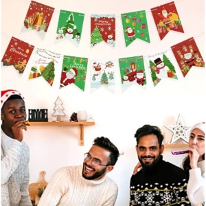 Decoratiune de Craciun, Flippy, Tip Banner, 12 Piese, pentru Usa sau Perete, Multicolor, Sfoara Inclusa, Model A - Img 5