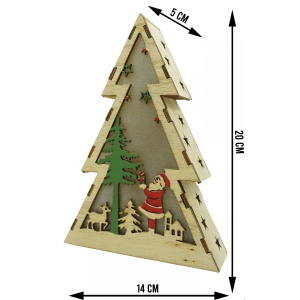 Decoratiune luminoasa, model de Brad cu Mos Craciun, maro, lungime: 14 cm, latime: 5 cm, inaltime: 20 cm, lemn, interior/exterior - Img 6