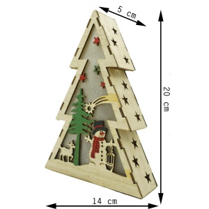 Decoratiune luminoasa, model de Brad cu Om de zapada, maro, lungime: 14 cm, latime: 5 cm, inaltime: 20 cm, lemn, interior/exterior - Img 6